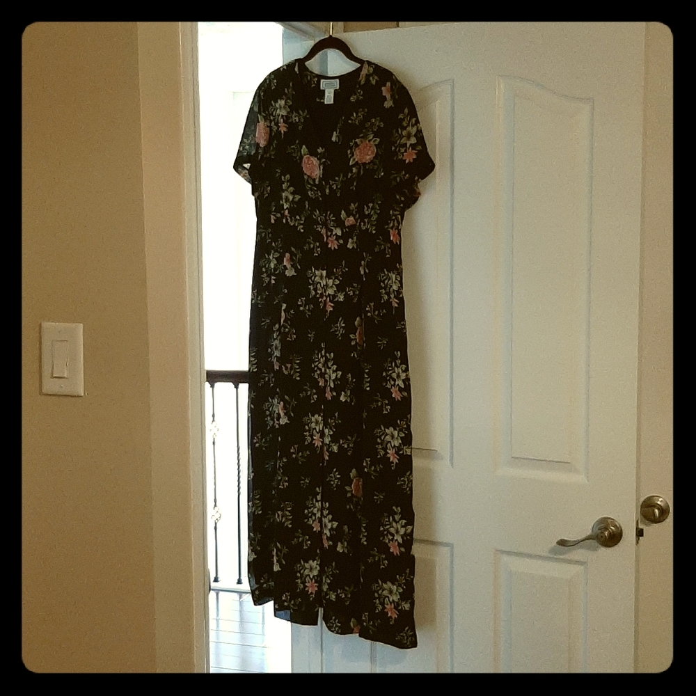 Long black floral dress
